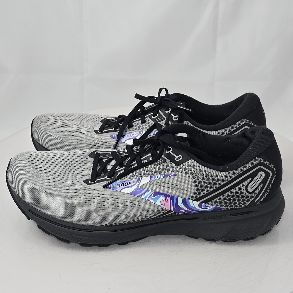 Brooks Ghost 14 Gray/Black/Multi Men 13 M Mesh Running Shoes Sneakers